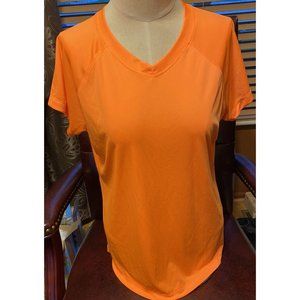 Champion Performance Women's V-Neck T-Shirt - XL - Neon Orange - Polyester - EUC
